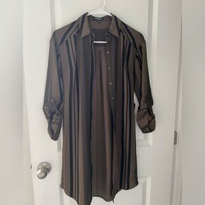 Express button down dress with roll up sleeves